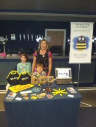 Rebecca Amelia and Archie with Buzzy at the JDRF Discovery day in Worcester on 19th May 2012